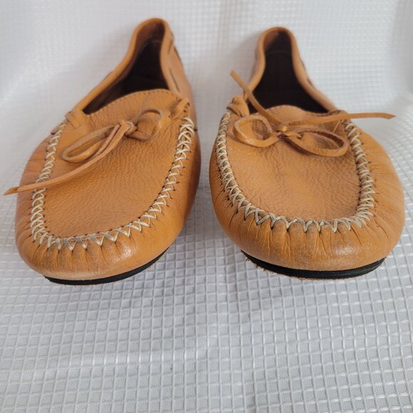 André Assous Womens Size 8.5 Loafers Leather Driving Moccasins Tan Made In Italy - Picture 10 of 11